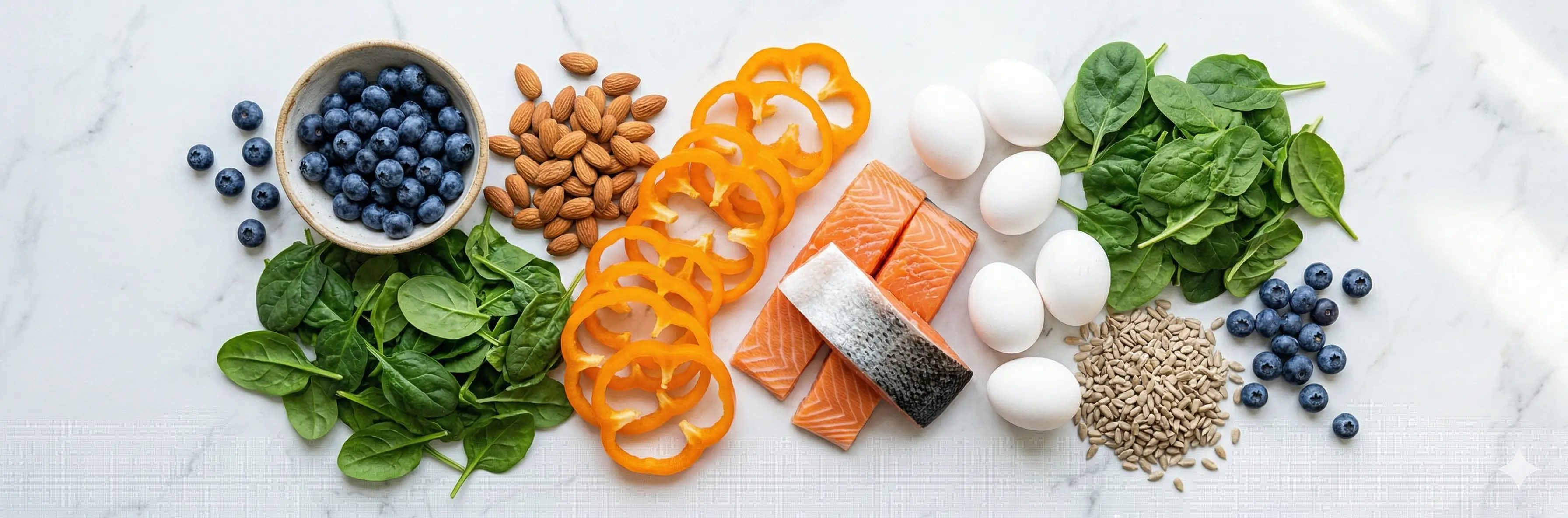 Healthy foods for eye health — greens, berries, fish